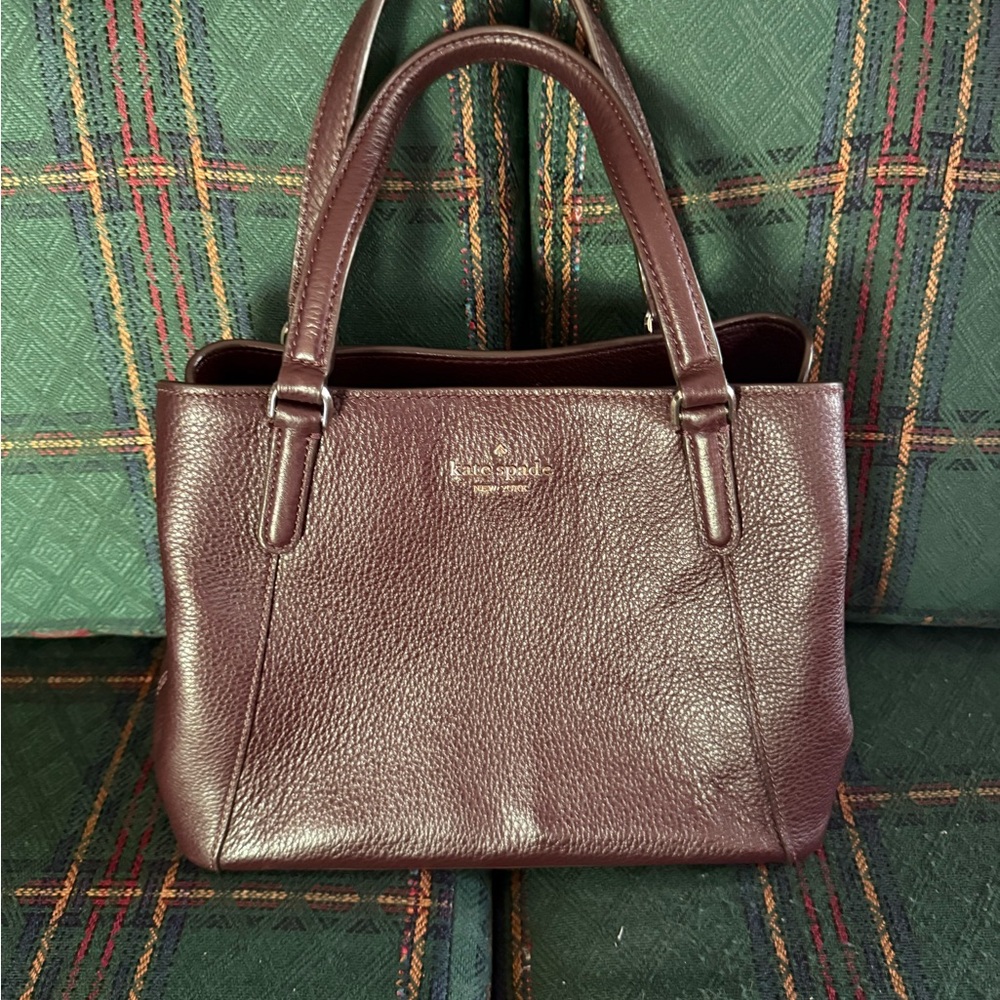 kate spade Pebbled Leather Satchel Tote - Deep Wine